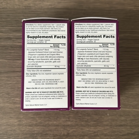 Lot of two Reserveage Beauty Resveratrol 100mg Capsules - Picture 2 of 6